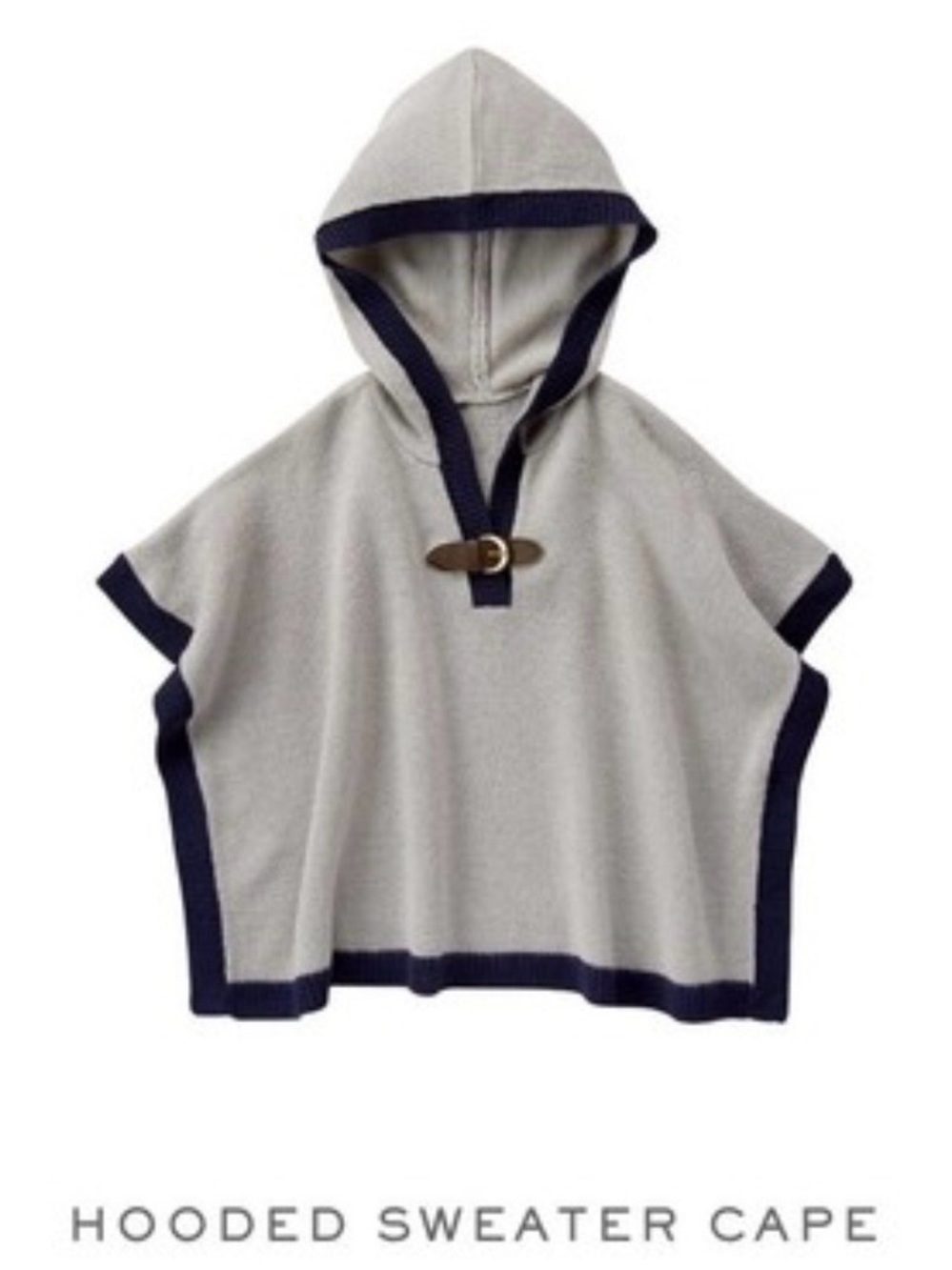 EUC Janie and Jack Girls Hooded Sweater Cape Poncho in Gray & Navy 18-24M